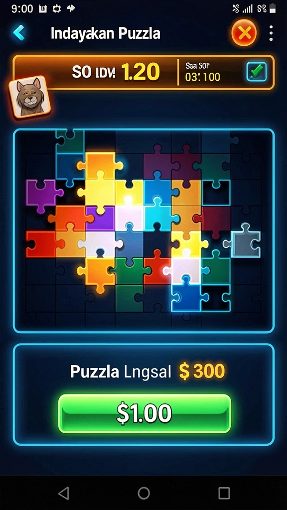 Screenshot permainan slot yang menampilkan banyak pilihan.